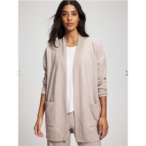 Free Fly Women’s Bamboo Fleece Open Front Cardigan Wrap Size M Heather Mink